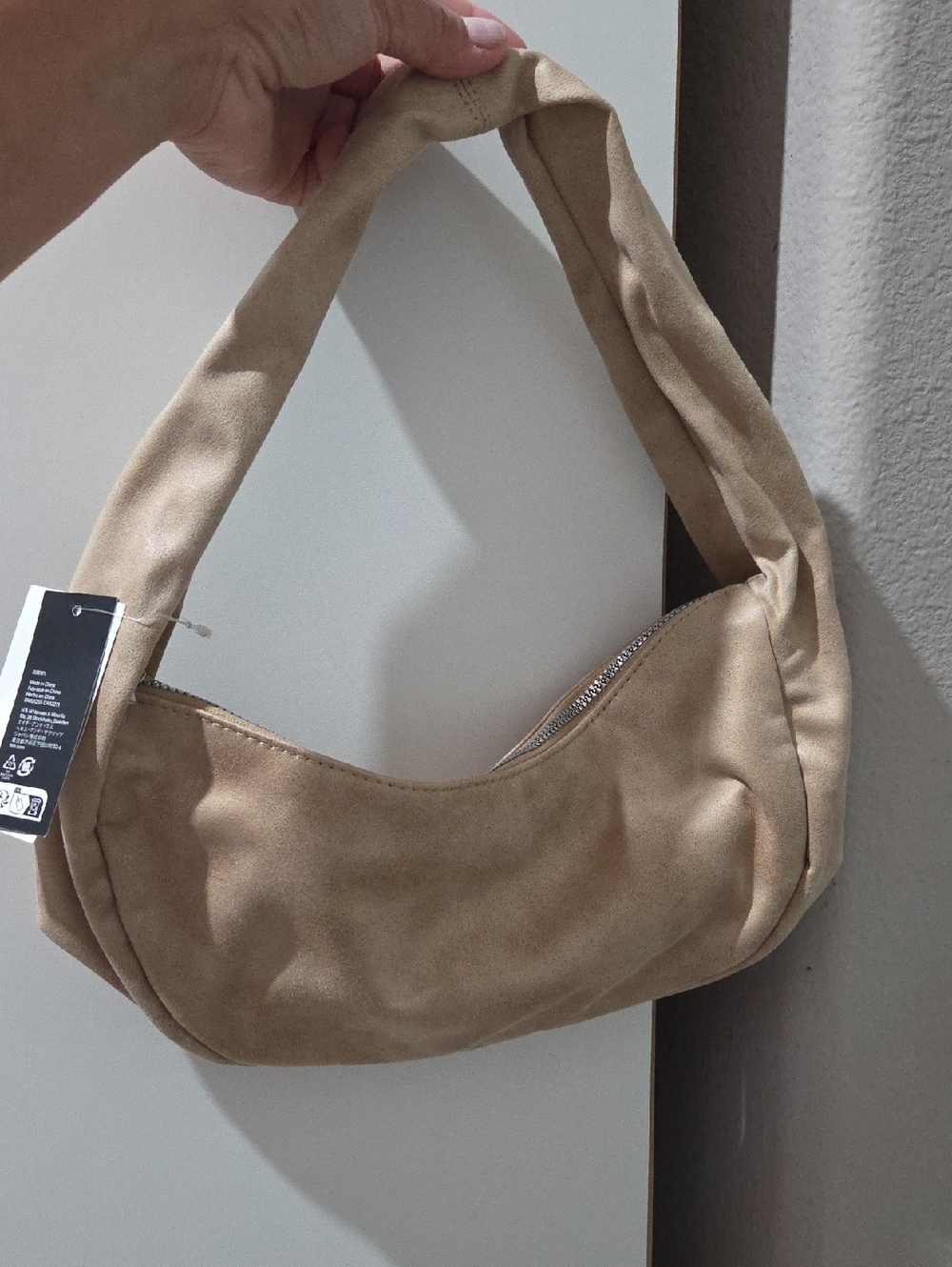 H&M Tan Suede Shoulder Hobo Bag